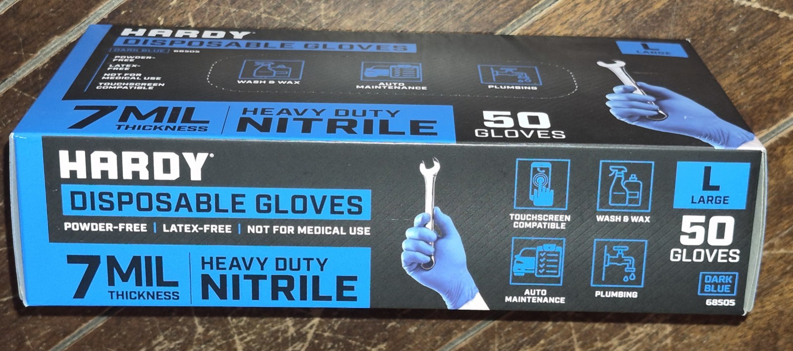 Hardy BLUE Heavy Duty LARGE Nitrile Disposable Gloves ~50 Gloves Per Box~ 7 MIL