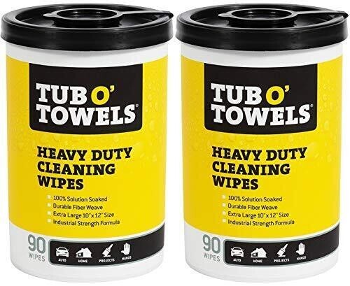 Tub O Towels TW90 2-PACK Heavy Duty Multi-Surface Cleaning Wipes – 10″x12″ Size