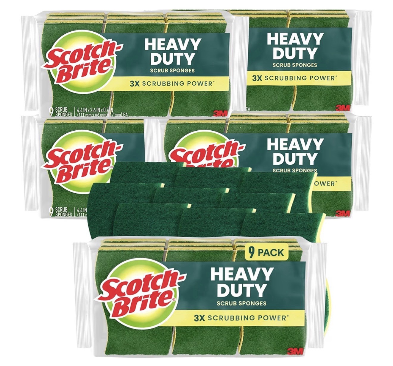 (45) Scotch-Brite Heavy-Duty Scrub Sponge – 2.8″ Height4.5″ Depth