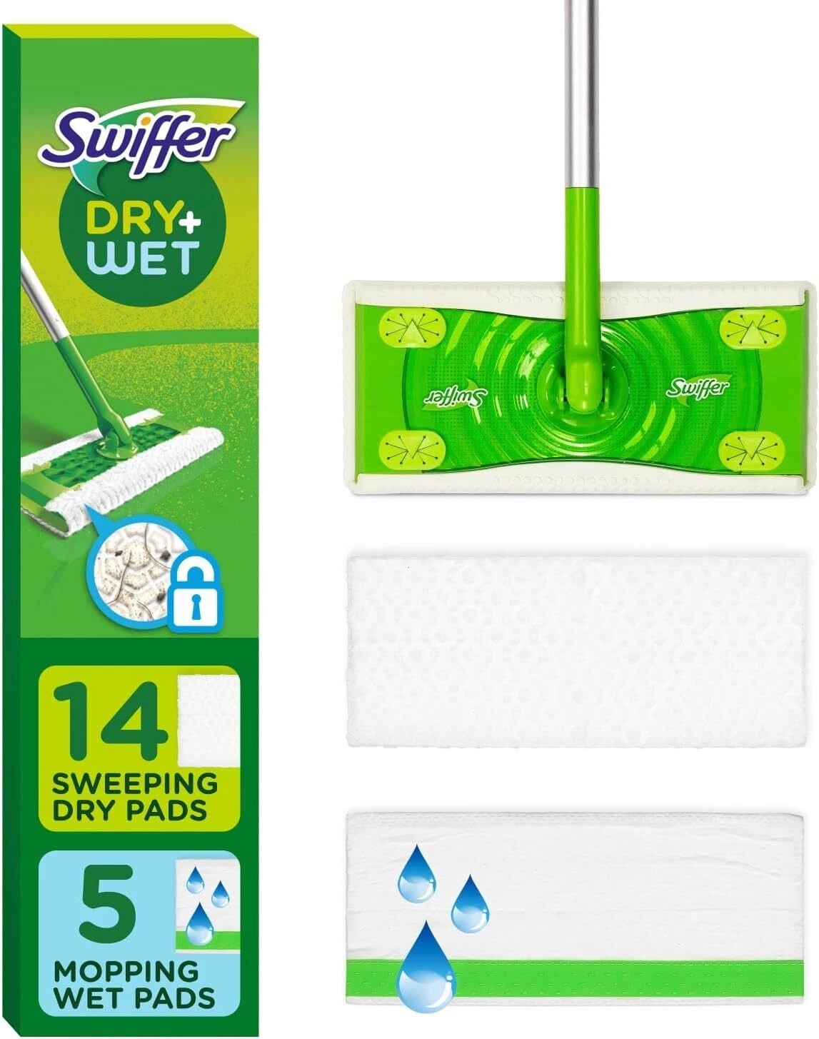 Swiffer Sweeper 2-in-1 Dry + Wet Floor Mopping and Sweeping Kit, 1 Kit