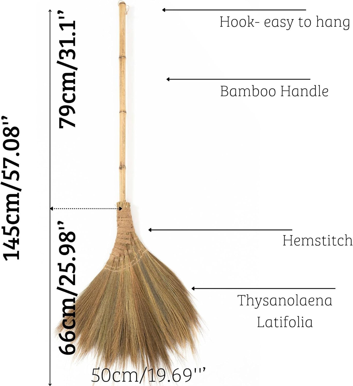 Vietnamese Natural Soft Broom – Broom Grass Handmade Broom Witch Broom Bamboo…