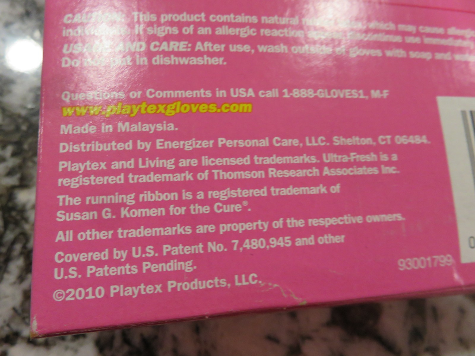 Playtex Living Gloves Drip-Catch Cuff Small Pink Limited Edition Susan Komen NOS
