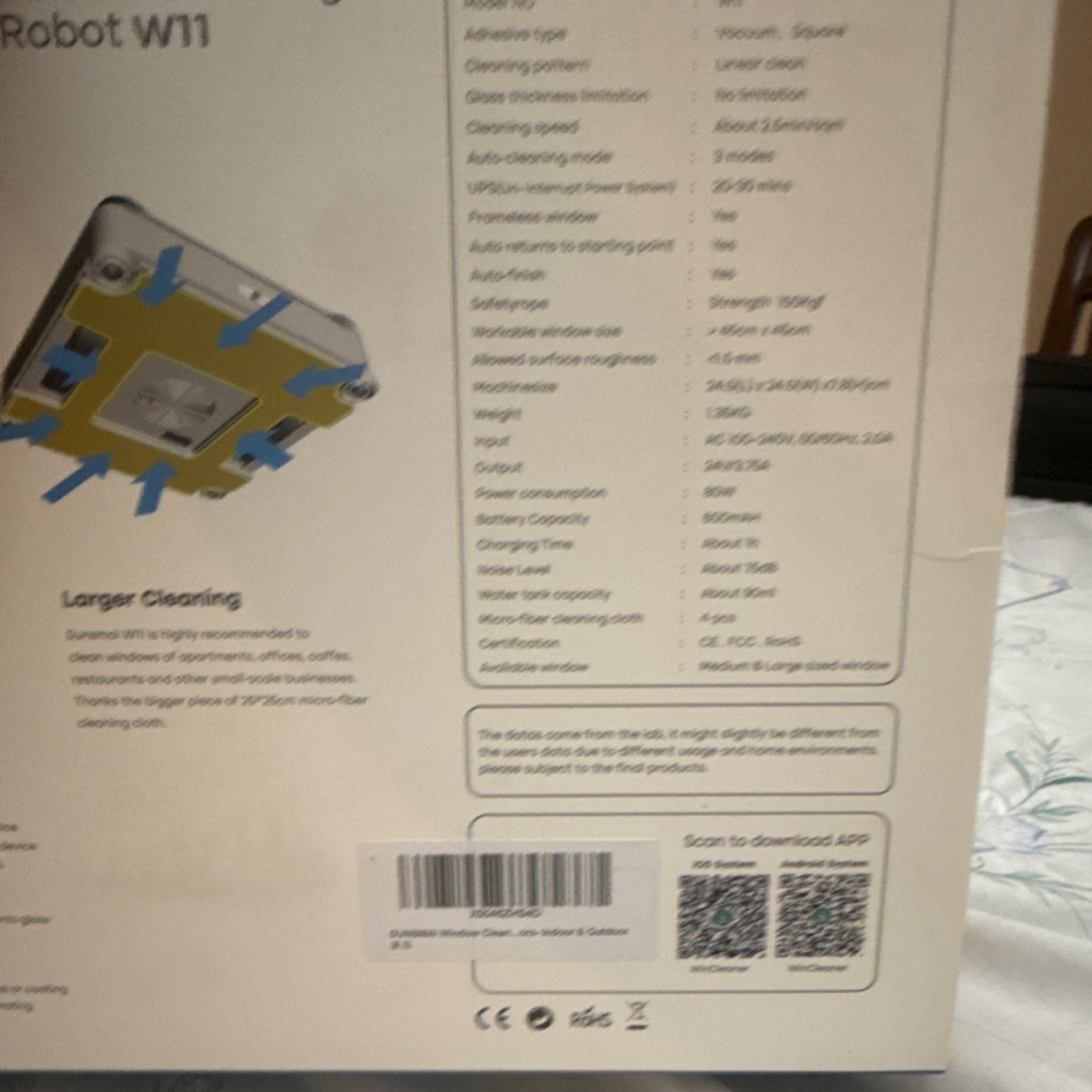 Sunsmai Window Cleaning Robot W11 AI Technology Strong Suction Corded Electric