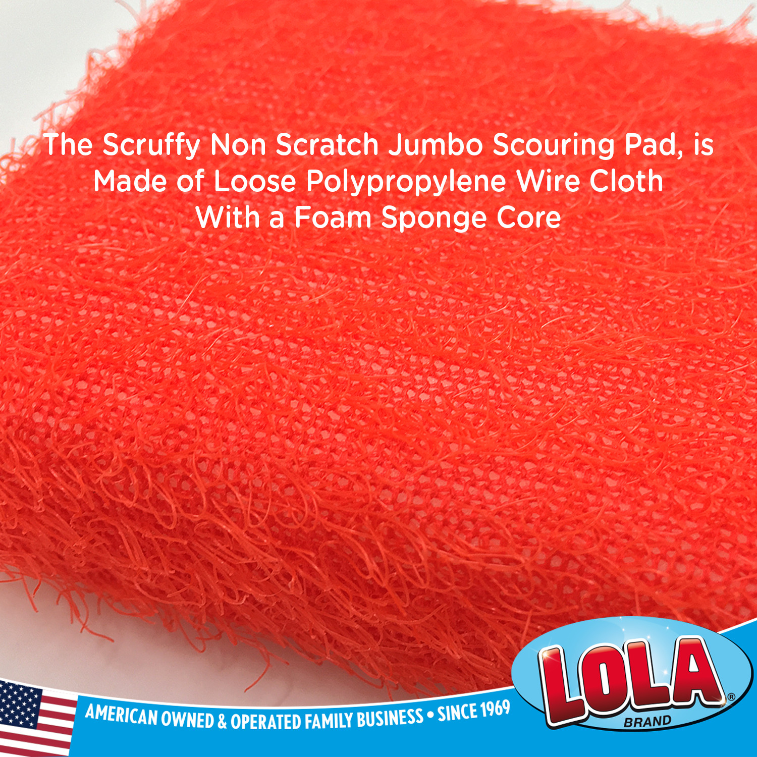 Scruffy Jumbo Scouring Pad 144 Pk – Reusable Wire Cloth w/Foam Sponge by LOLA