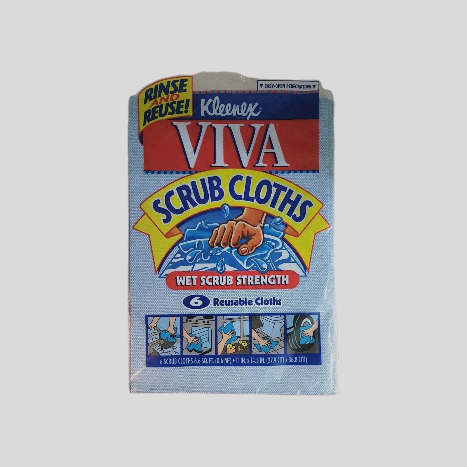 Vintage Kleenex Viva Scrub Reusable Cleaning Cloths 6 In Pack NEW