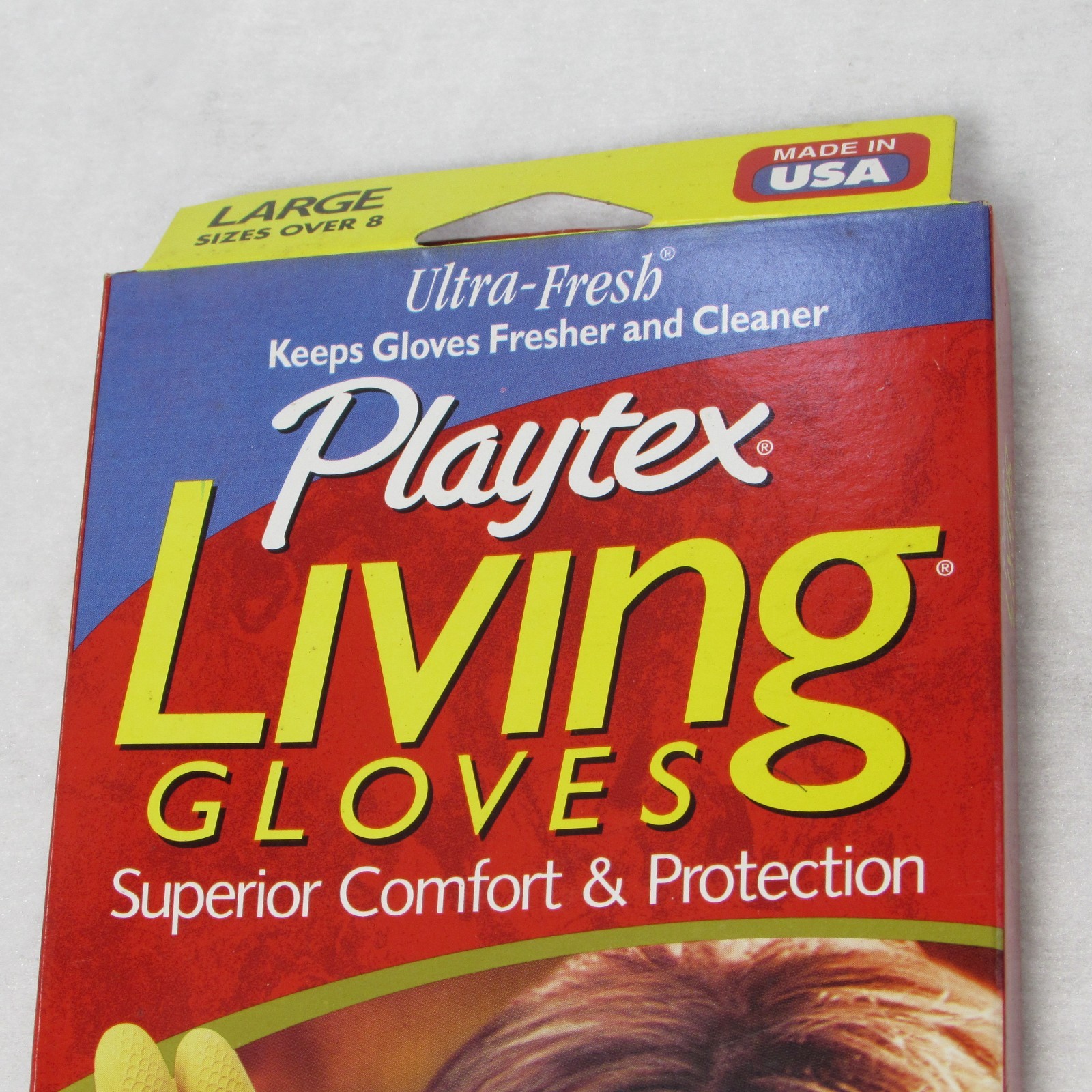 Vintage Playtex Living Gloves Yellow Size Large Long Cuff Cotton Lined USA NOS