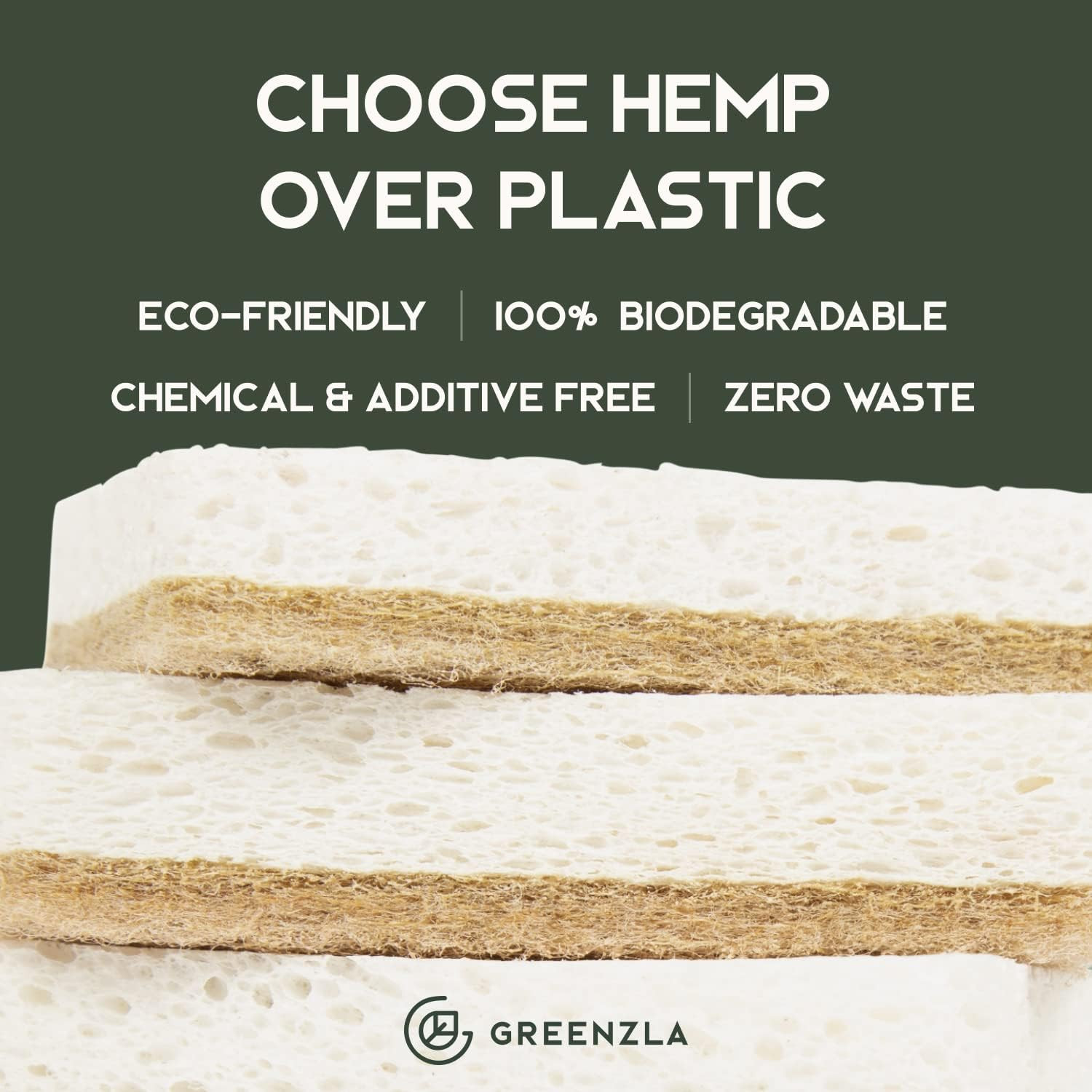 Kitchen Sponges, Plant-Based Dish Sponges, Non-Scratch Sisal Hemp Scouring Pa…