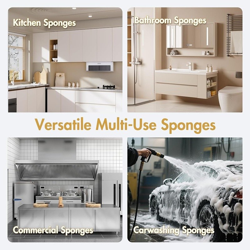 Eco Friendly Cellulose Sponge 3PCS Durable Kitchen Bathroom Car Cleaning Tool US