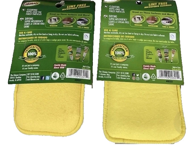 Libman Clean & Shine Microfiber 2 in 1 Green Yellow Sponge 2 PACK Sponges