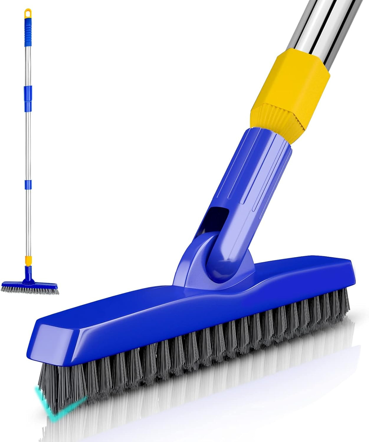 ITTAR Grout Brush with Long Adjustable Handle, Swivel Scrub Brush, V-Shape Grout