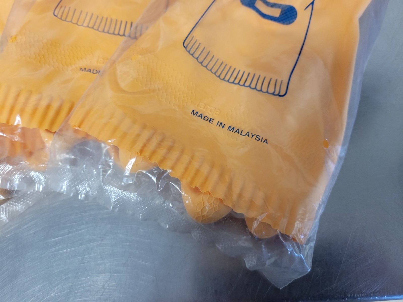 Vtg ~ SUNNY ~ Rubber Gloves ~ NOS Yellow Longer Cuff ~ Large ~ Dishwash Cleaning