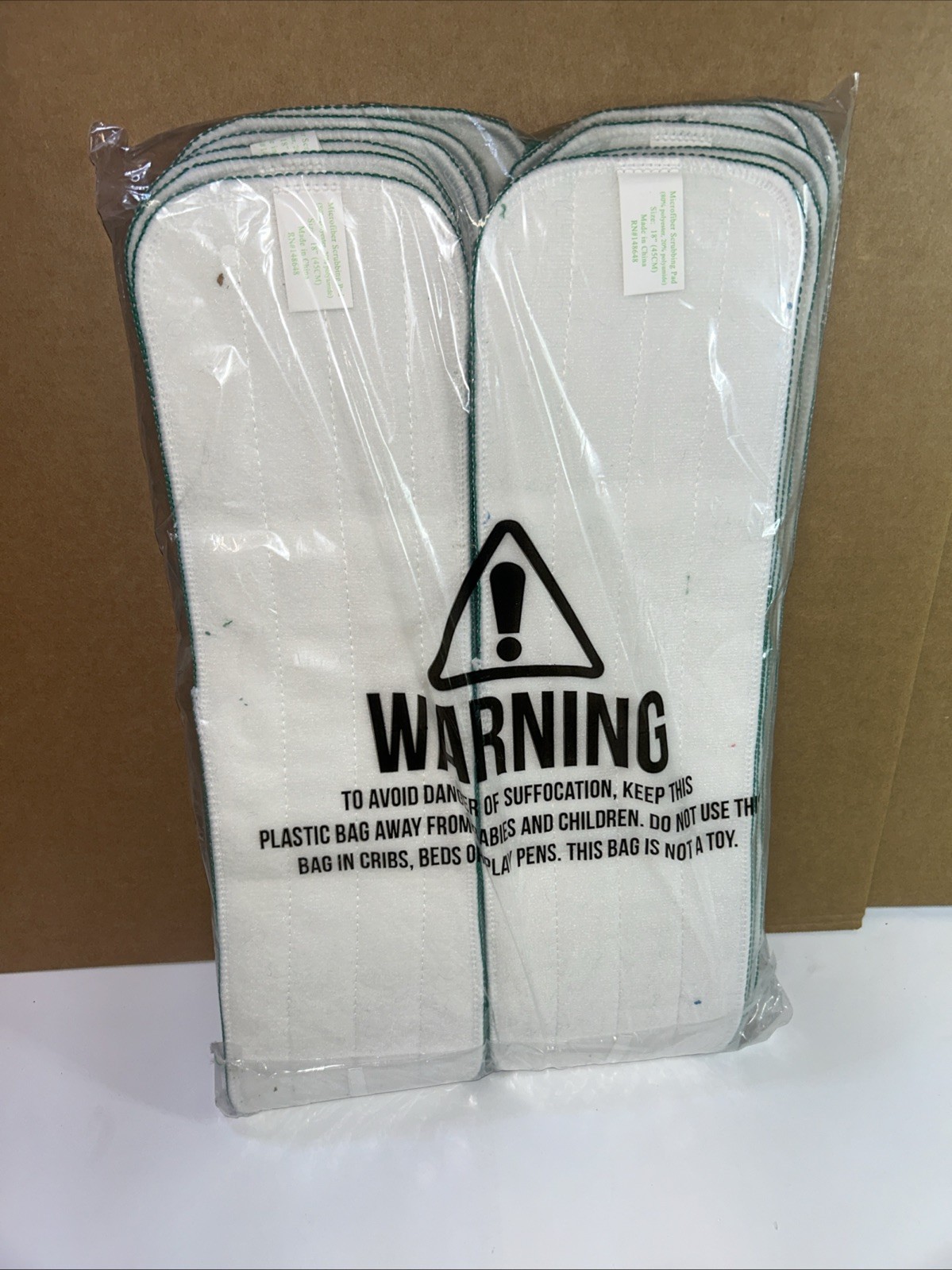12 Pack of Microfiber Reusable Wet Mop Pads – Green – 18 inch X 5”inch Mop Pads