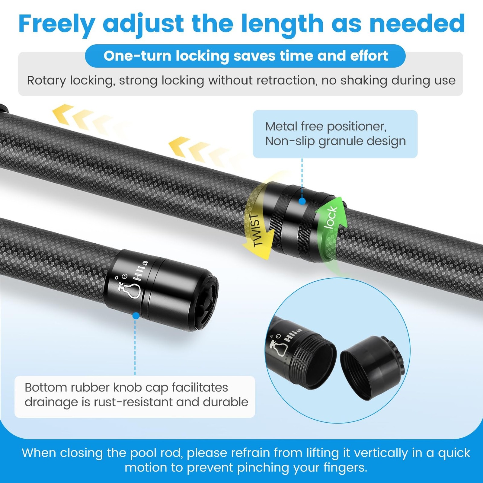 Pool Pole Carbon Fiber, Premium15FT Pool Pole telescopic 4.6 to 15 FT, Adjust…