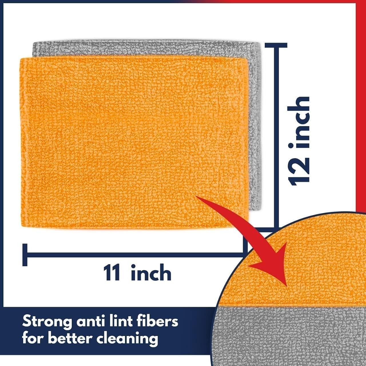 Microfiber Cleaning Cloth – 8 Pcs 12″x11″ – High Performance – 1200 Washes, U…