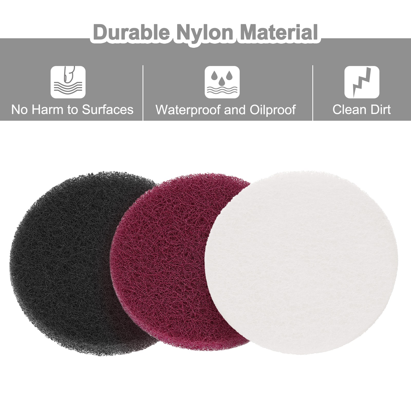 15Pcs 3 Inch Hoop Scrubbing Pad 400/800/2000 Grits Pads Red/Grey/White