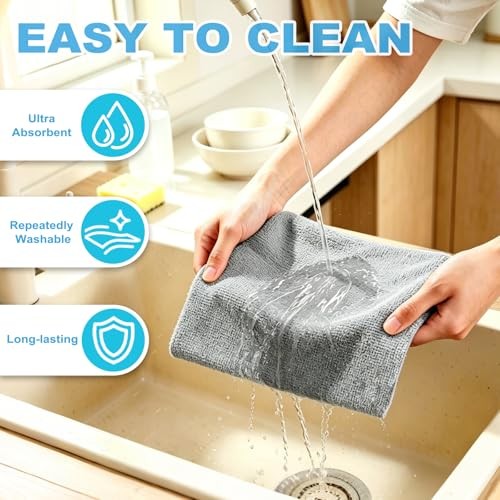55 Pack Microfiber Cleaning Cloth Roll, Tear Away Reusable 9”X11”-55PK Grey