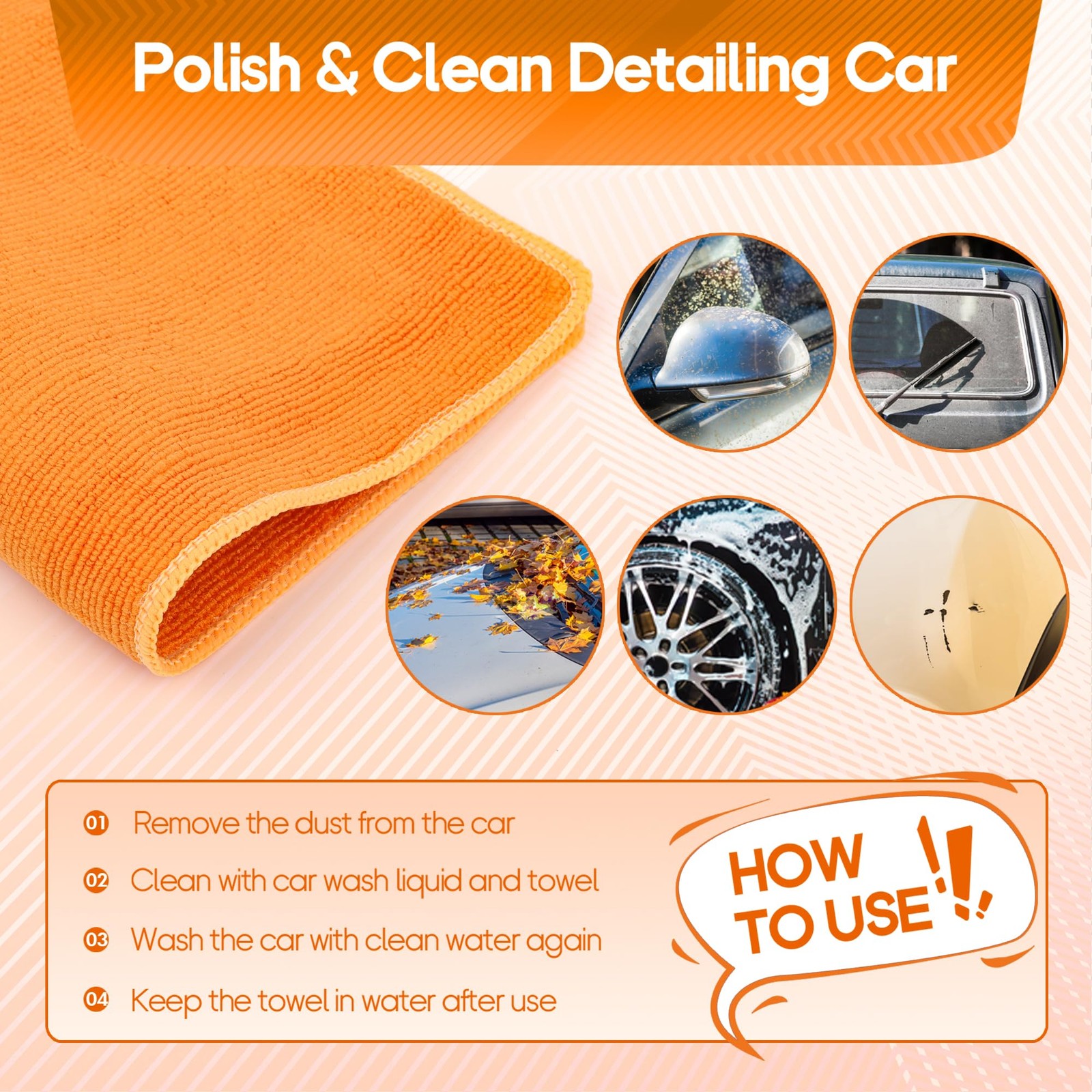 Anglekai 2PCS Clay Towel Auto Detailing, Bar 11.8 x inches, Orange