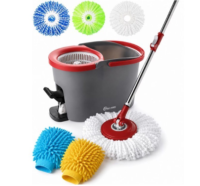 Simpli-Magic Multi Purpose Spin Mop Detailing Bucket System w/3 Microfiber Mop