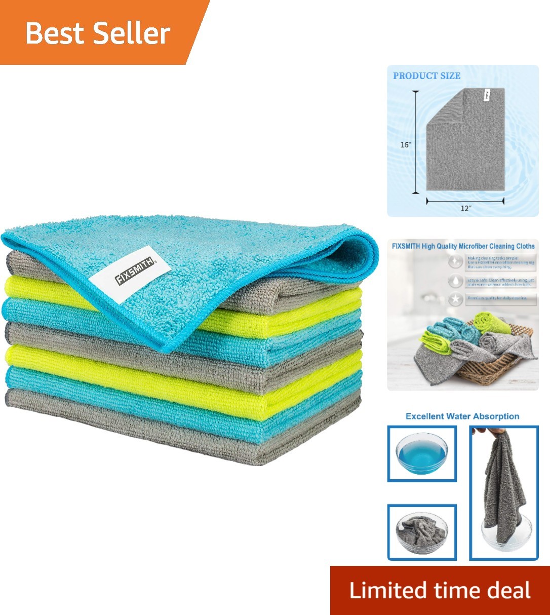 Multi-Functional Lint-Free Microfiber Cleaning Towels – 8 Soft Rags, 12×16 in
