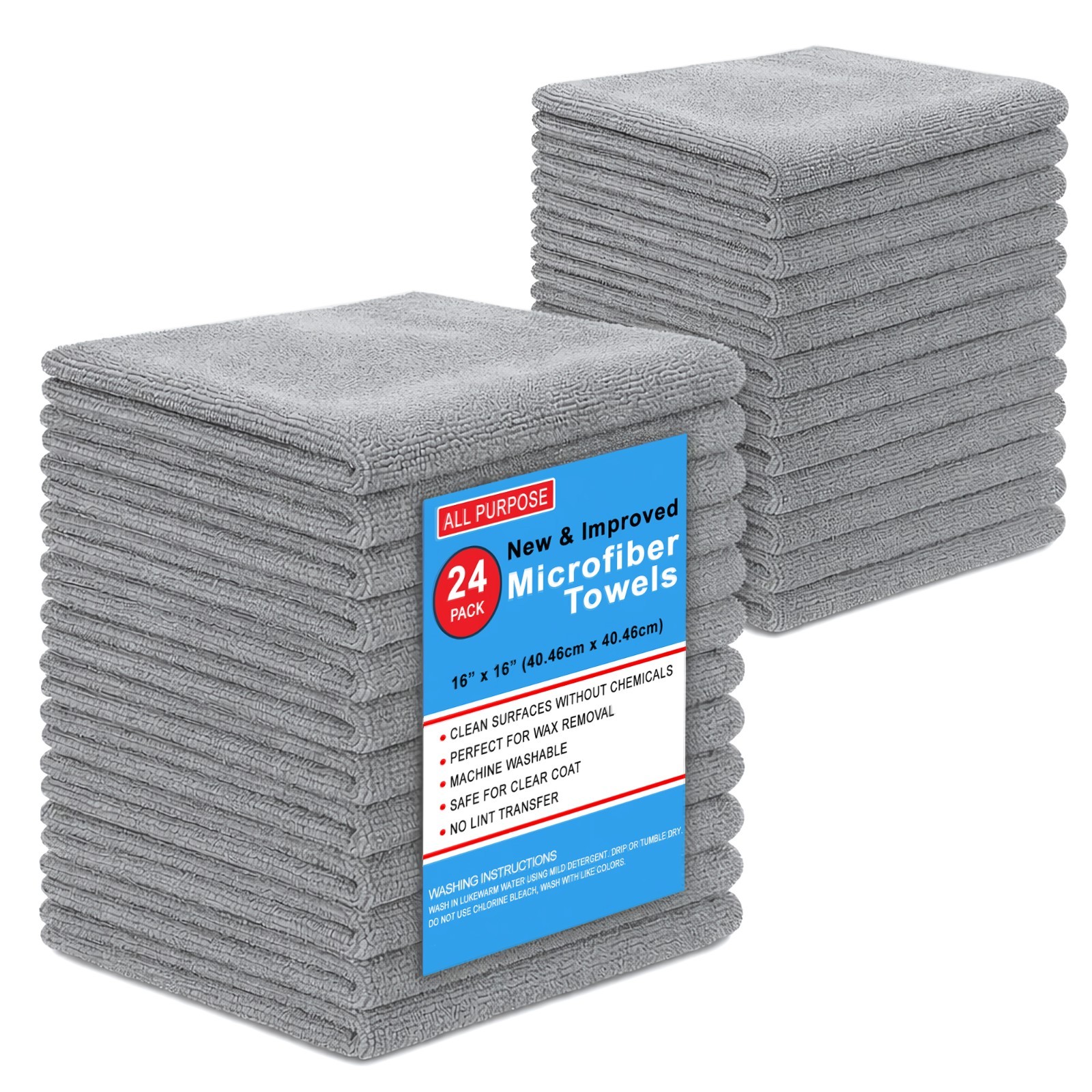 Microfiber Cleaning Cloth Set Of 24 Towel Rag Car Polishing Detailing No-Scratch