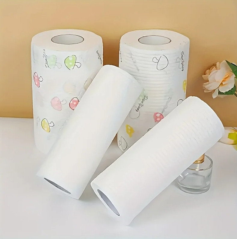 Disposable Kitchen Cleaning Cloth Roll – Dry & Wet Dual-Use Absorbent Towels