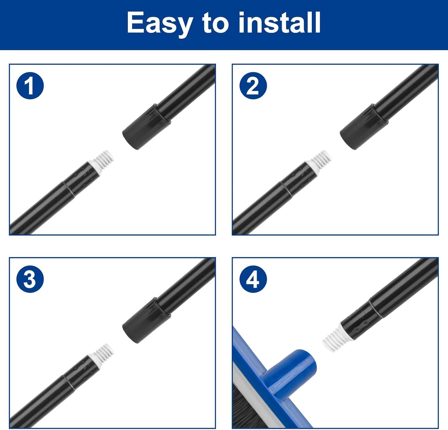 16 Inch 2-in-1 Squeegee Push Broom Outdoor Deck Brush 58″ Long Handle for Patio