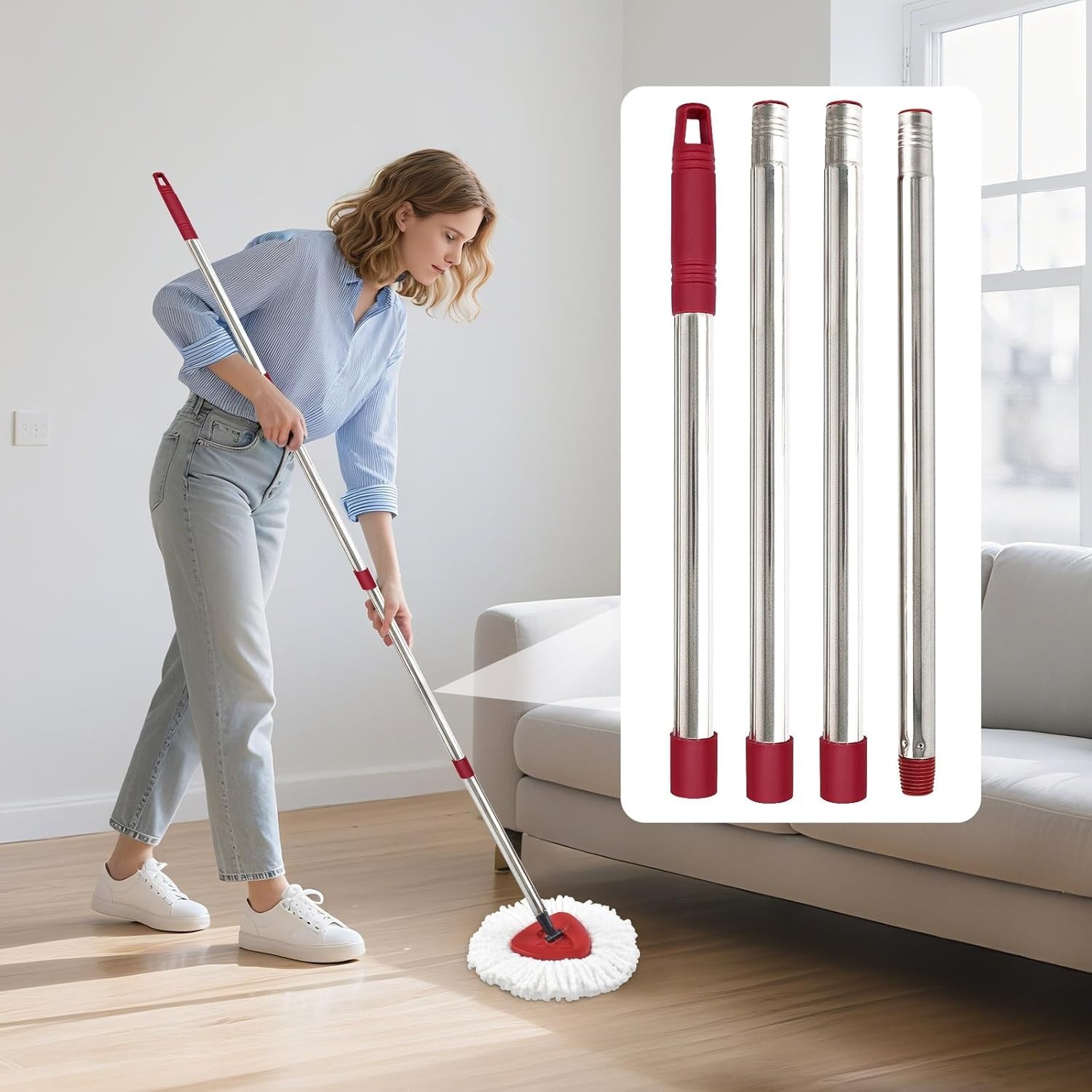 Mop Handle for Ocedar, Mop Handle for O Cedar, Spin Mop Replacement Handle for O