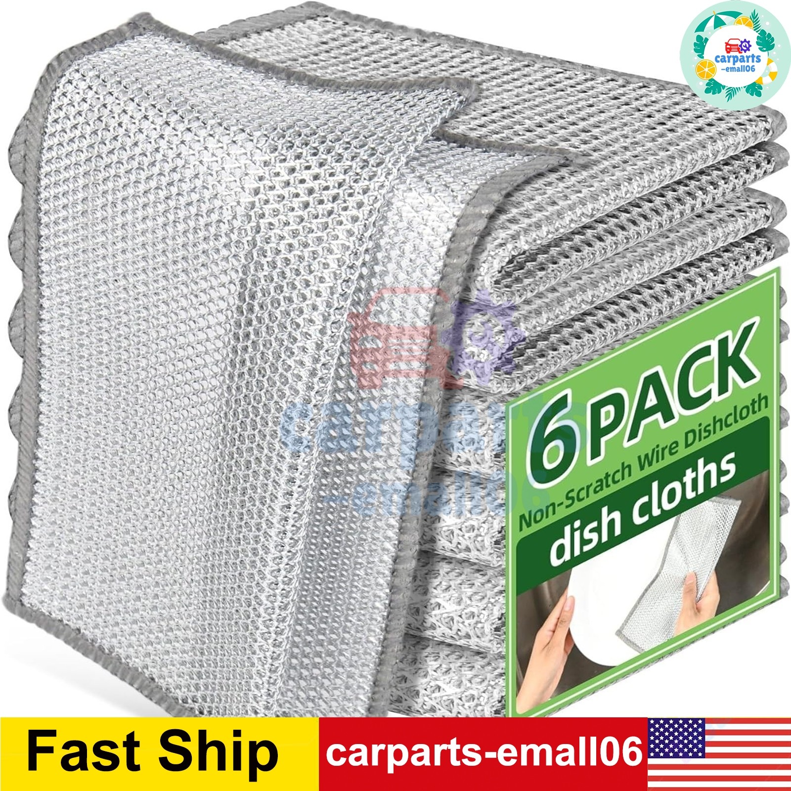 6 Pack Steel Wool Dishwashing Pads Multipurpose Mesh Dish Cloths Stainless Steel