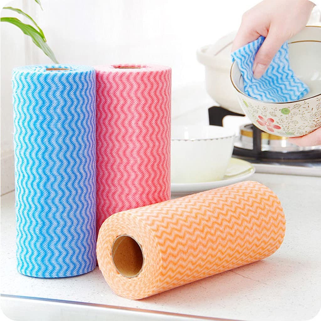 Disposable Cleaning Towels, 50 Count/Roll, Non-woven Fabric, Quick-Dry, Soft,…