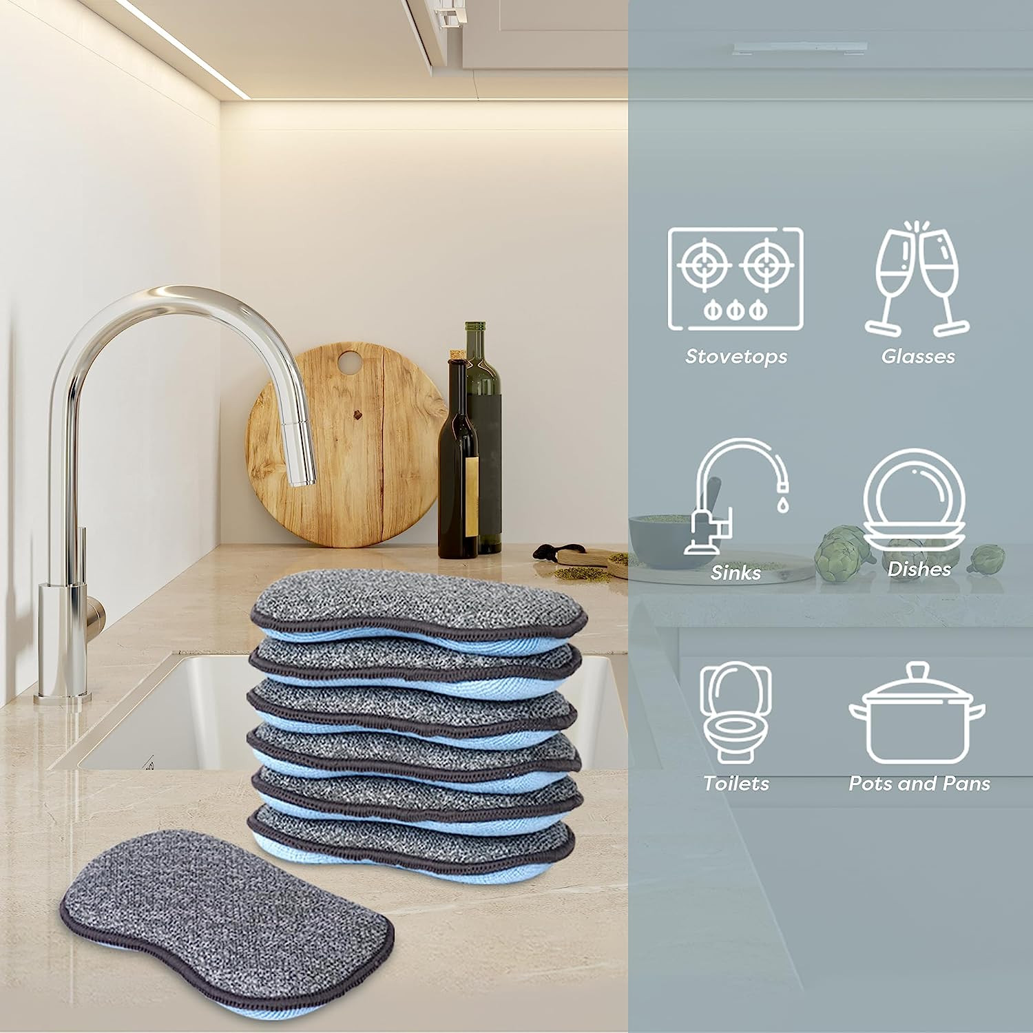 Multi-Purpose Sponges Kitchen by Scrub-it – Non-Scratch Microfiber sponges fo…