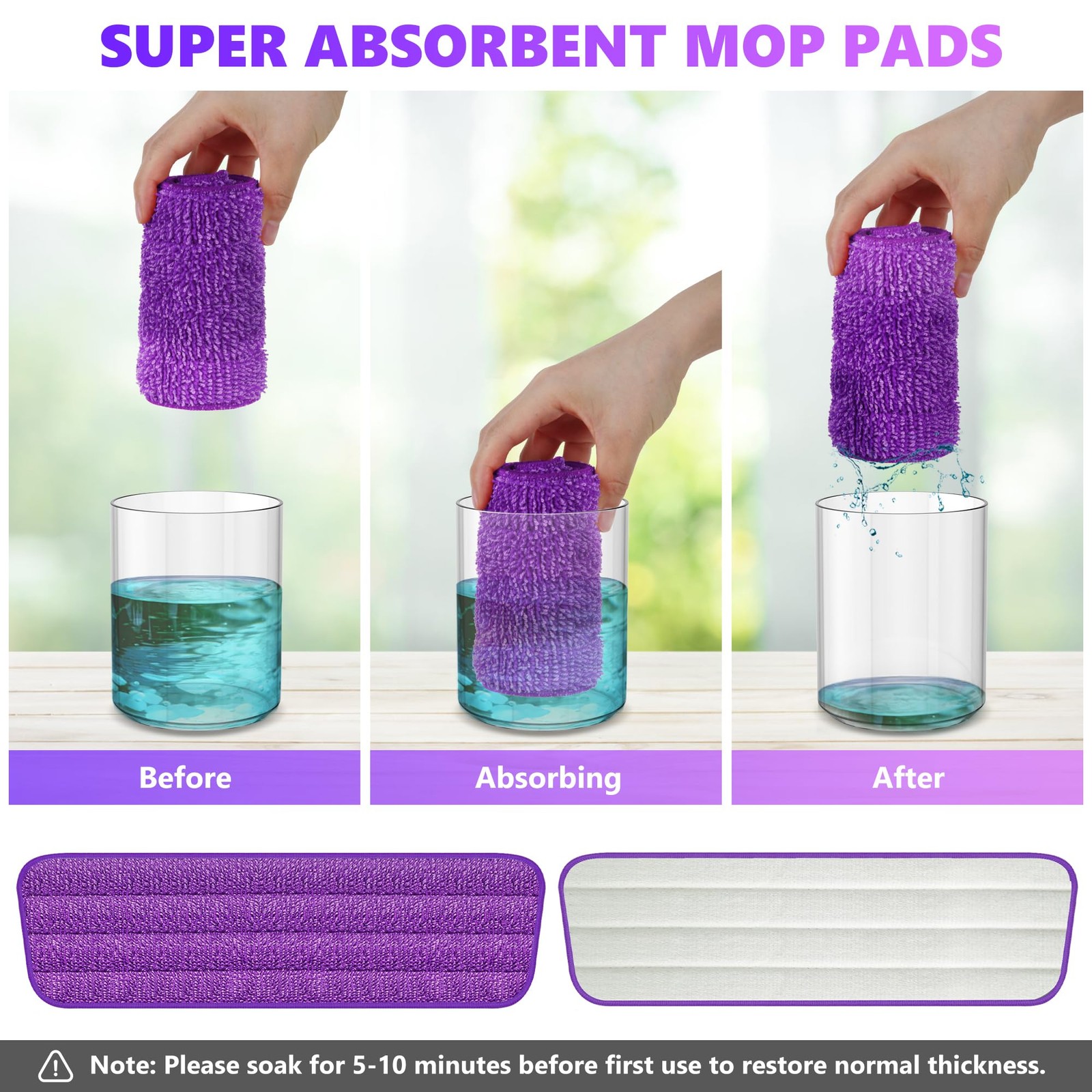 6 Microfiber Mop Pads,Trapping Refills, All Surfaces
