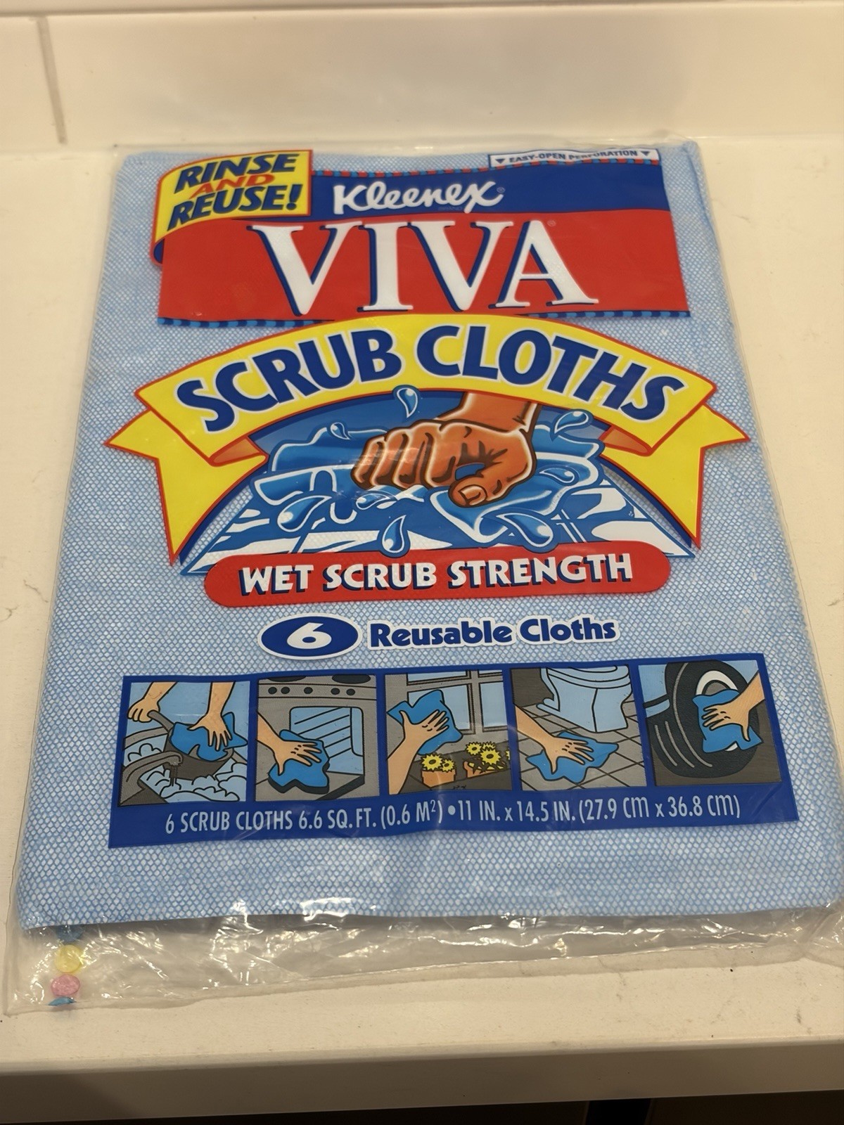 Kleenex VIVA Reusable Scrub Cloths 6 Pack – 1996 NOS Made In USA
