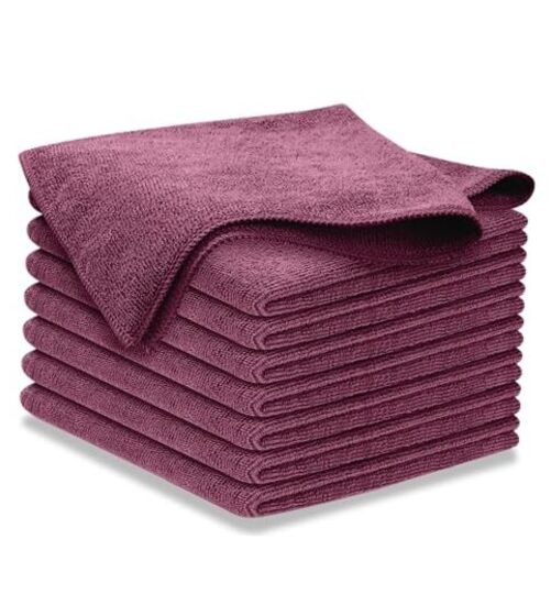 Premium 300GSM Microfiber Cleaning Cloth – 12.5″x12.5″ High 8 pack Burgundy