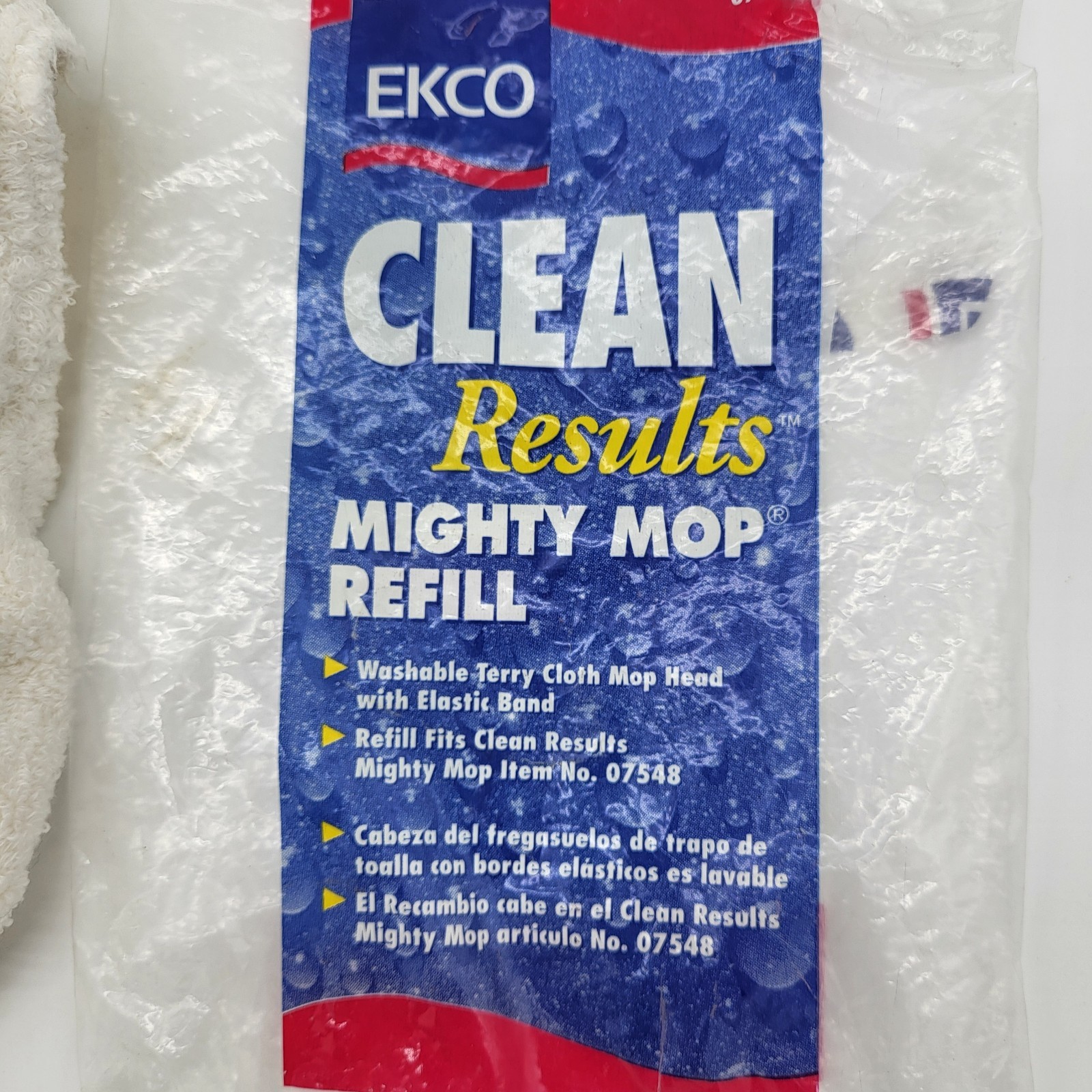 Ekco Clean Results Mighty Mop Refill 07549 Terry Cloth Mop Head For Item 07548