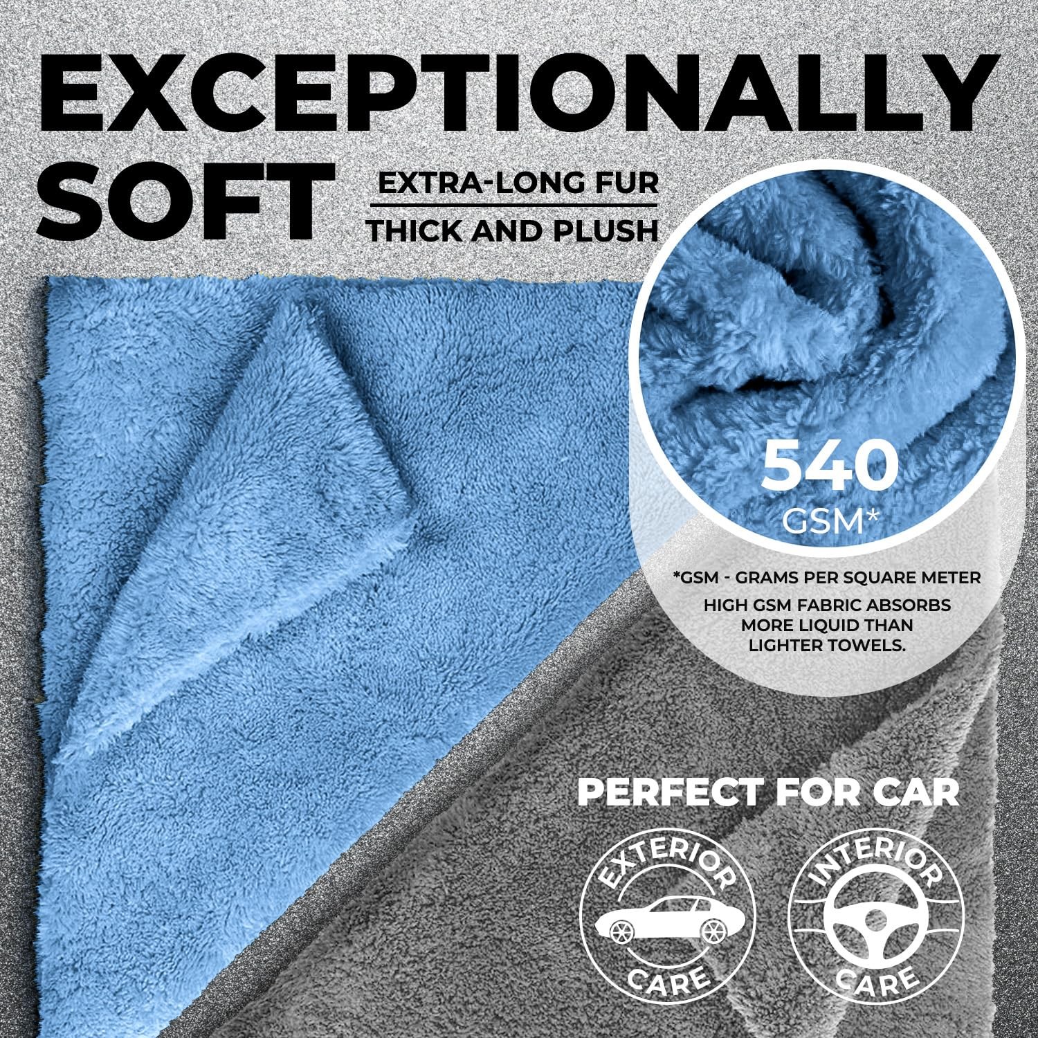 Ultra Absorbent Microfiber Towels for Cars 6 Pack Edgeless Cloths 12″x12″