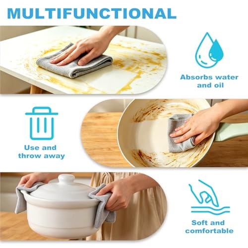 55 Pack Microfiber Cleaning Cloth Roll, Tear Away Reusable 9”X11”-55PK Grey