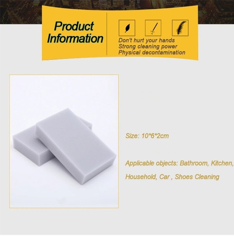 100pcs/lot Melamine Sponge Magic Eraser Gray White Multifunctional Nano Cleaning