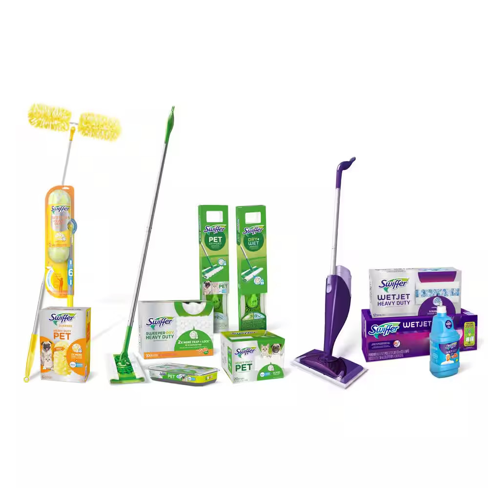 Swiffer Sweeper 2-in-1, Dry and Wet, Floor Cleaner Includes 1 Mop + 10 Refills