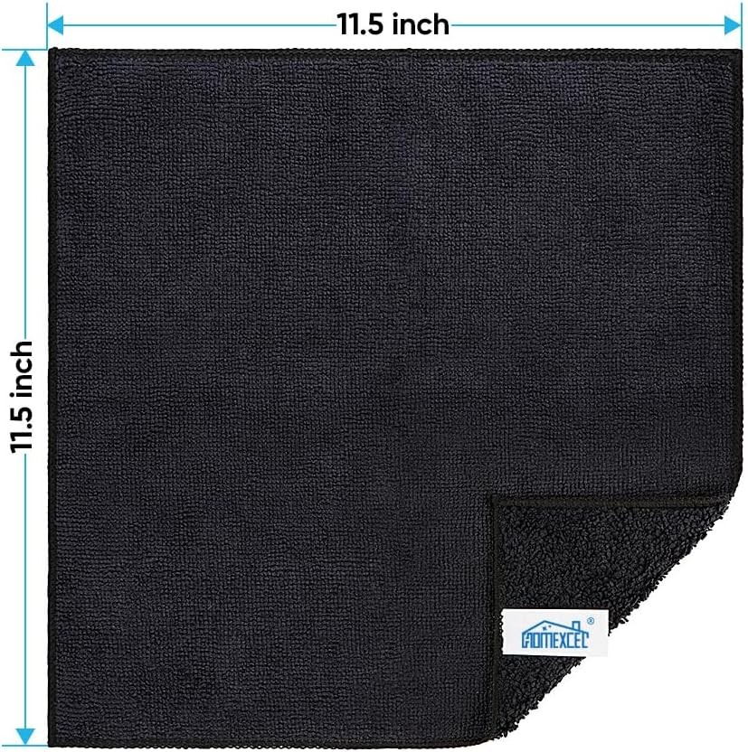 Black Microfiber Cleaning Cloth 12 Pack, 12.5 X 12.5 Inch Towels
