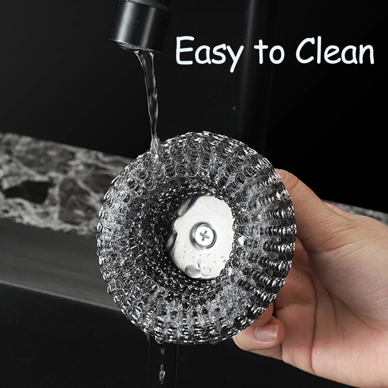 1PC Steel Wool Scrubber with Handle Stainless Steel Cleaning Brushes Cleaning Di