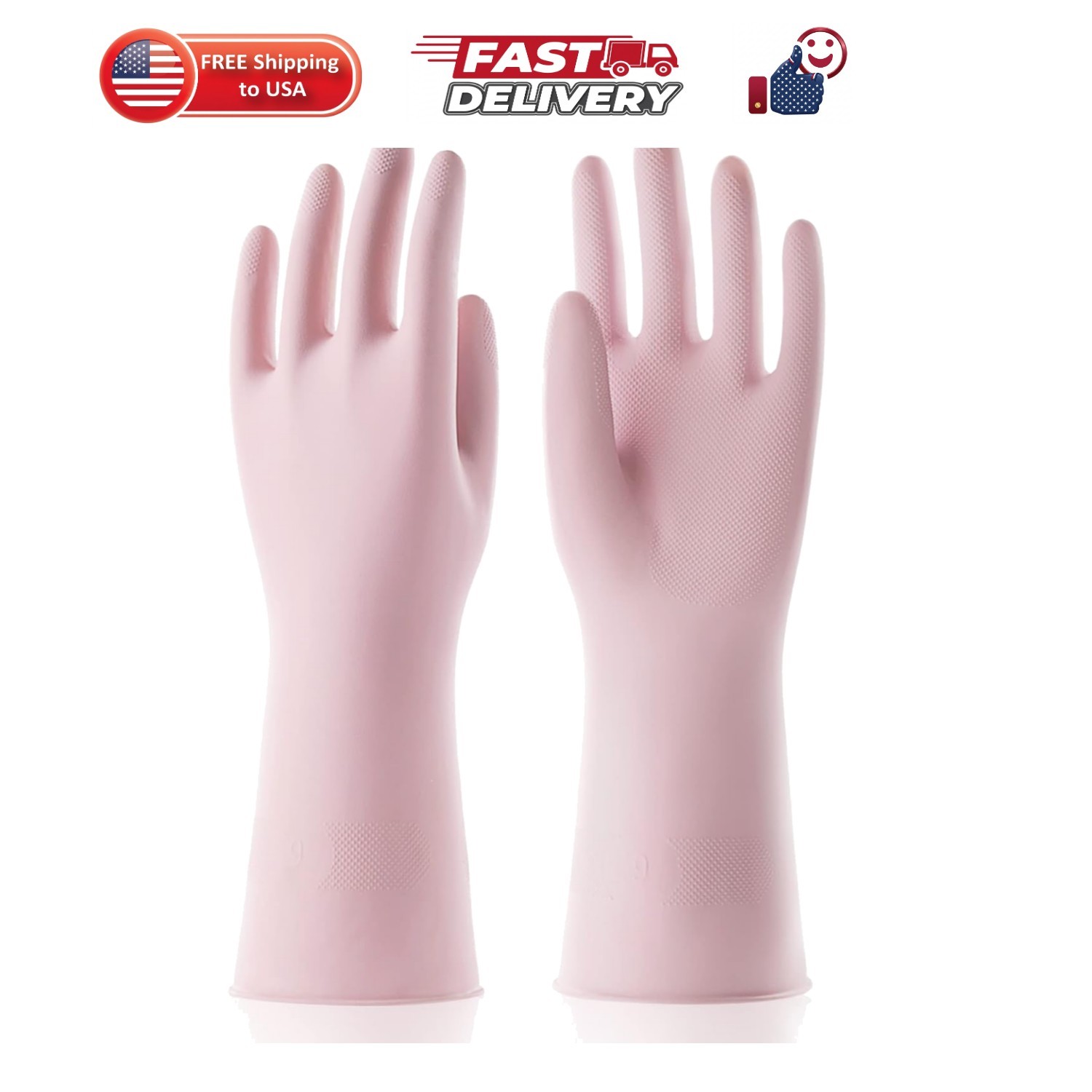 Large Household Rubber Gloves with Cotton Liner & Non-slip Grip, Waterproof L…