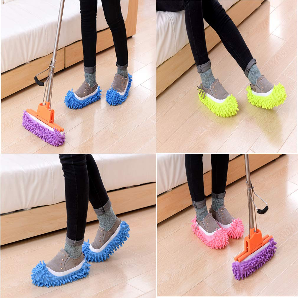 5 Pairs Microfiber Mop Slippers Shoes Reusable Washable Floor Cleaning