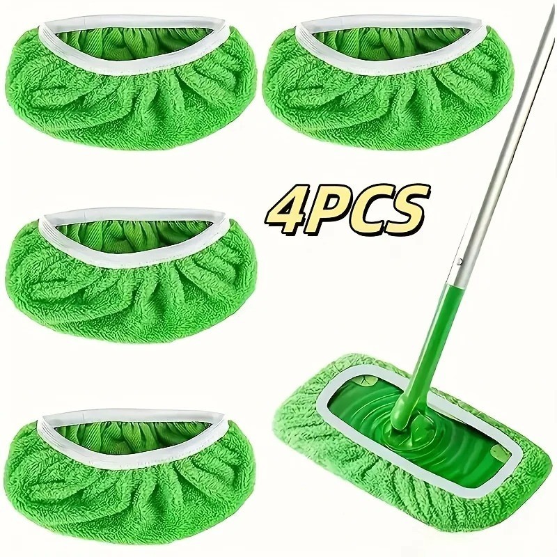 Reusable Microfiber Mop Pads – 4PCS Wet & Dry Floor Cleaning Replacement Cloths