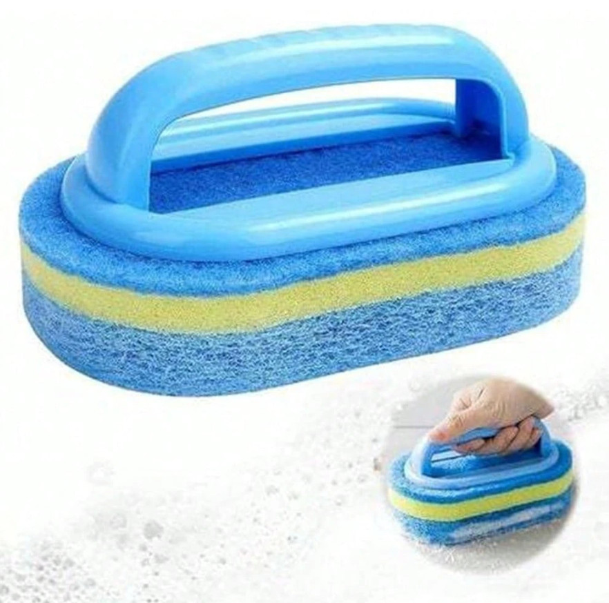 1 pc Multipurpose Sponge Brush With Handle for Kitchen & Bathroom Cleaning