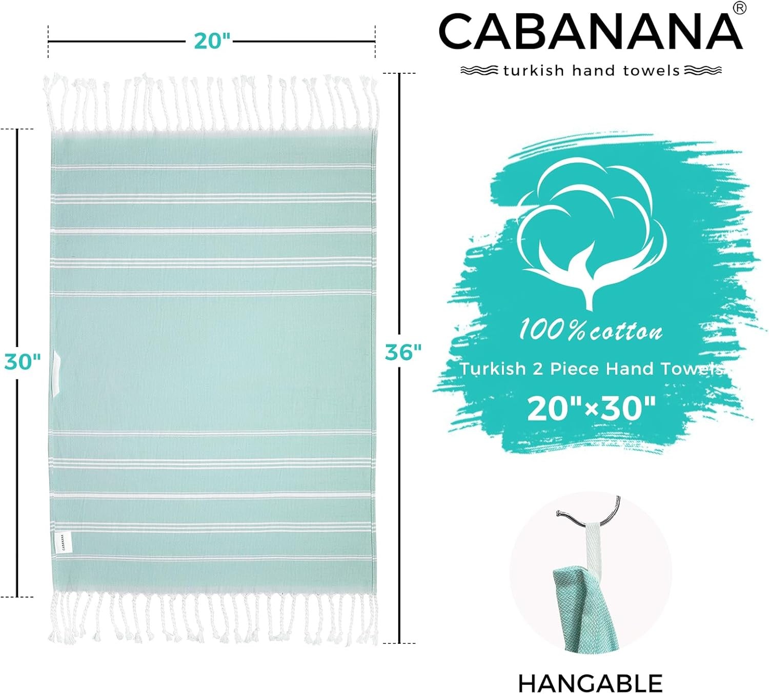 Hand Towels for Bathroom – 2-Pack,20×30 Inch-100% Cotton,Turkish Bathroom Hand