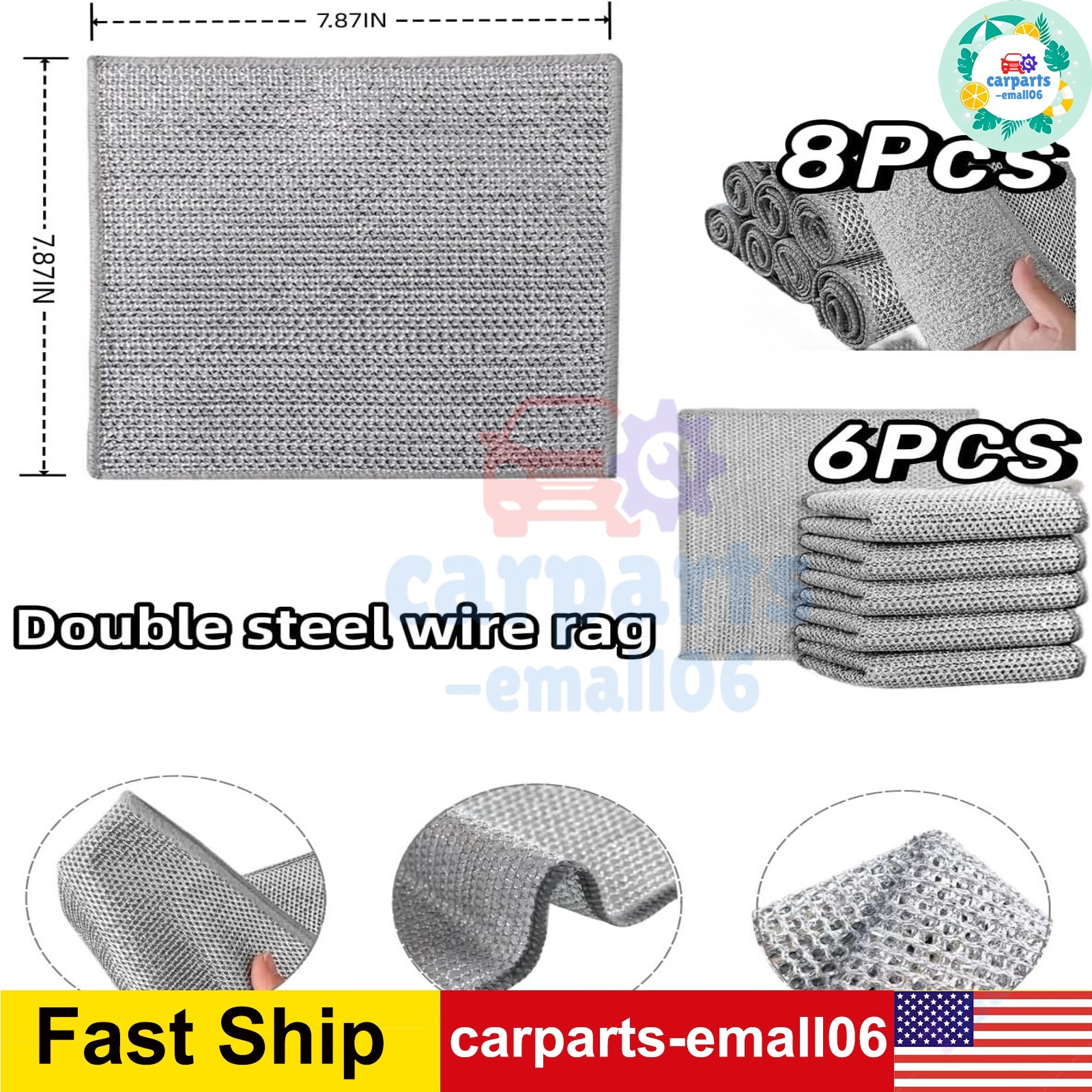 6 Pack Steel Wool Dishwashing Pads Multipurpose Mesh Dish Cloths Stainless Steel
