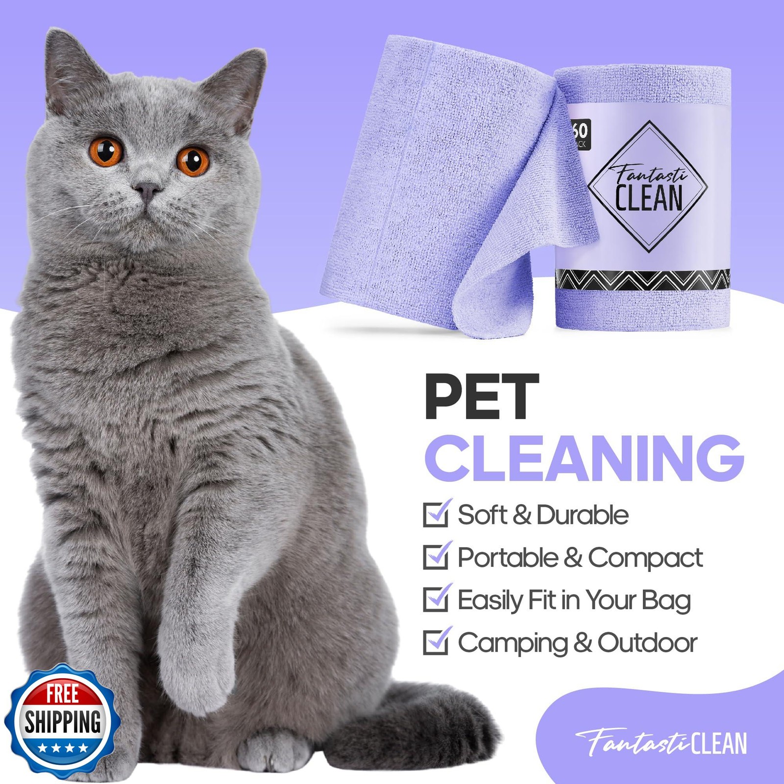 Fantasticlean Microfiber Cleaning Cloth Roll -60 Pack, Tear Away Paperless To