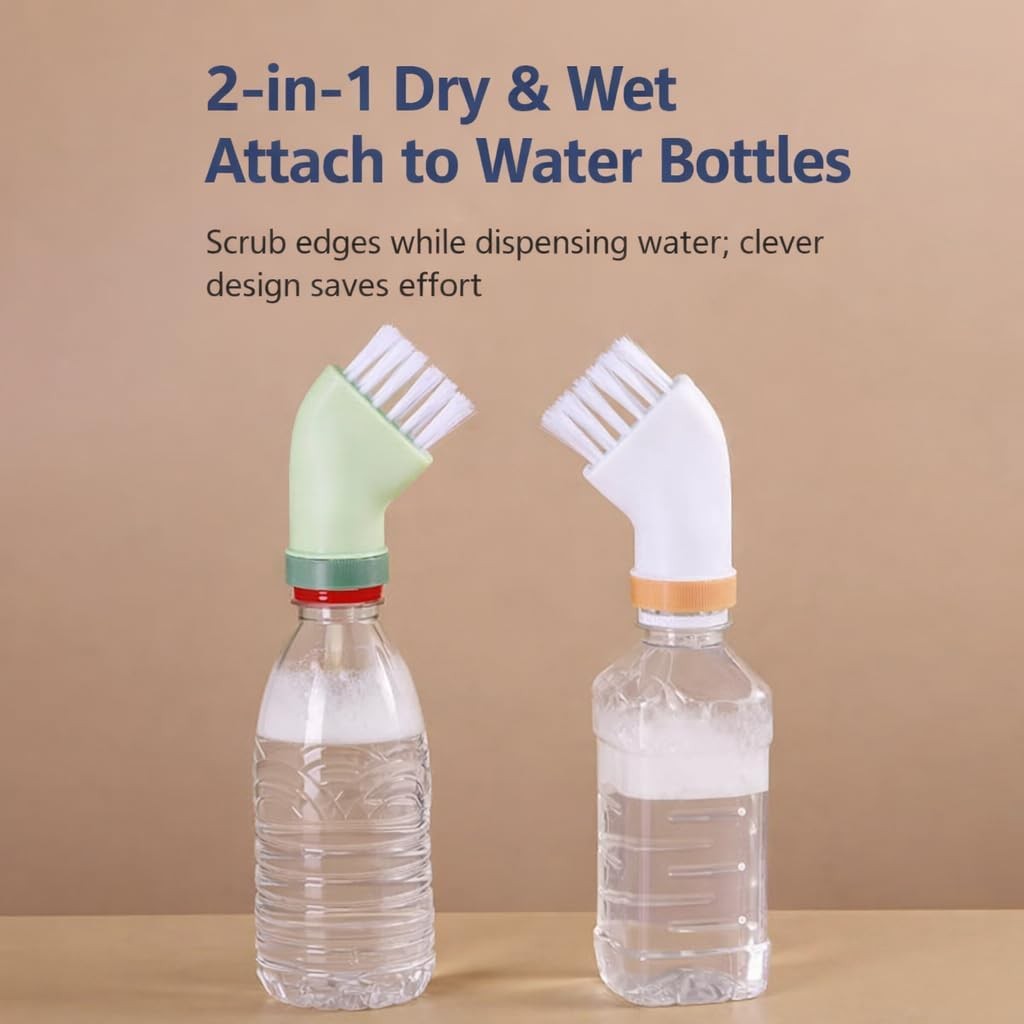 2 Pack Crevice Cleaning Brush with Water Bottle Connector, Multi-Purpose Dry &