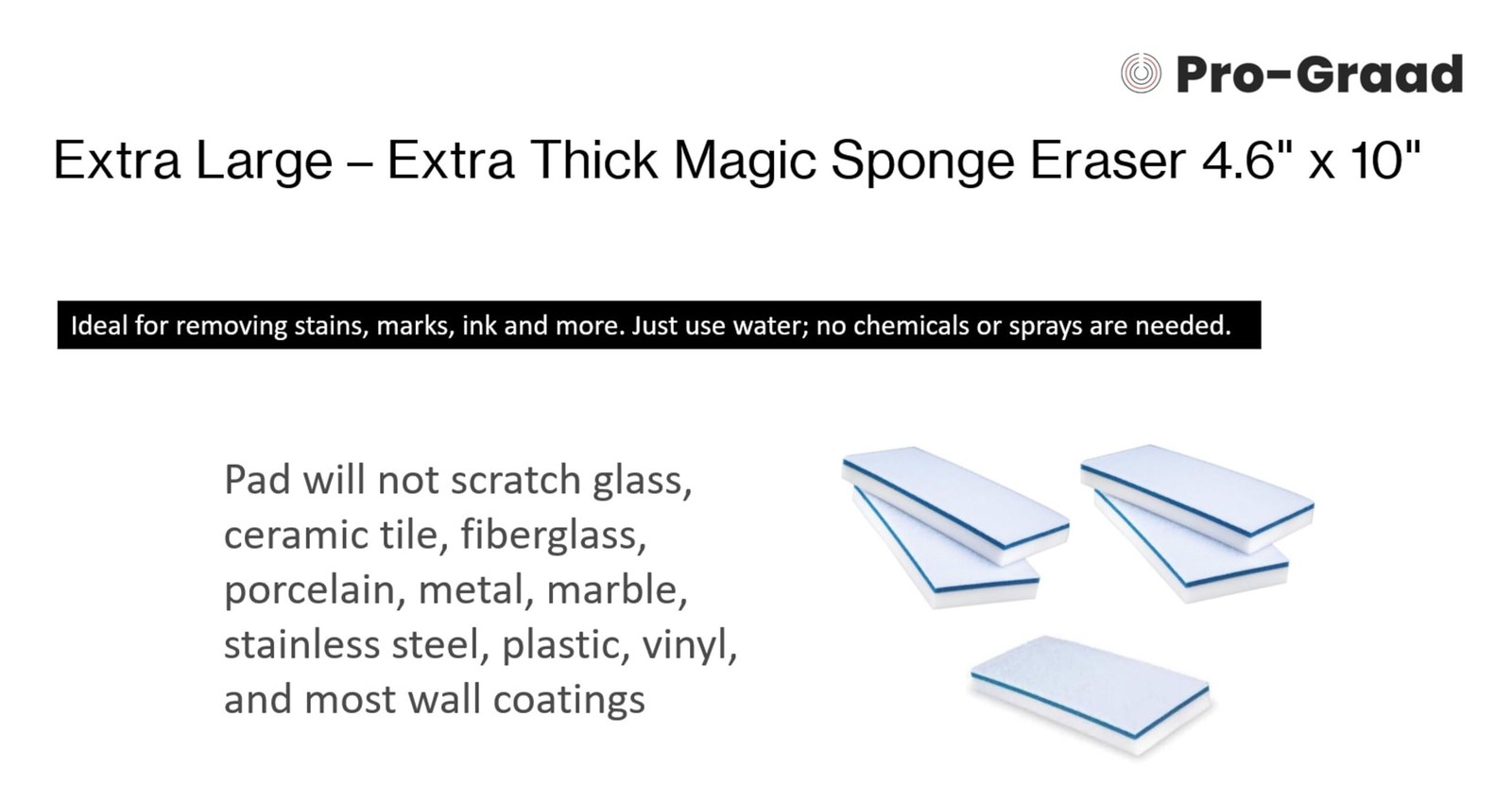 4610 Eraser Pads – 50 Pack 4.5″ x 10″ x 1″ Commercial Grade Melamine Sponges …