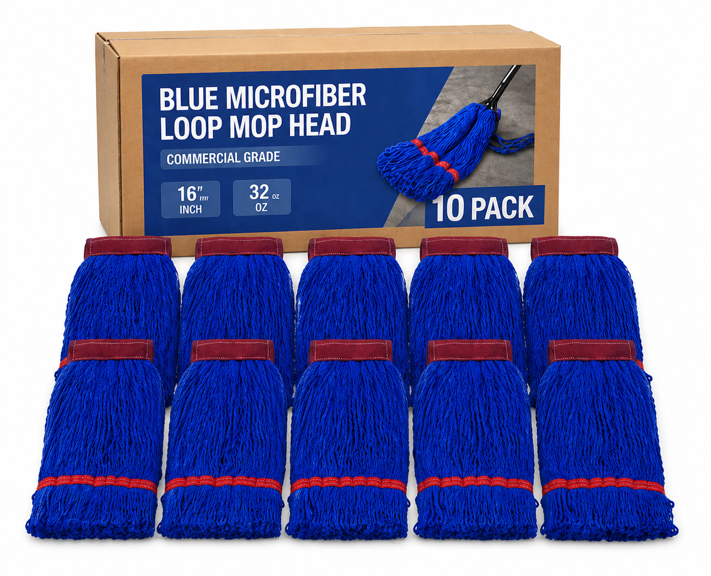 10 Pack Microfiber Loop End Wet Mop Head 32oz Heavy Duty Commercial Janitorial